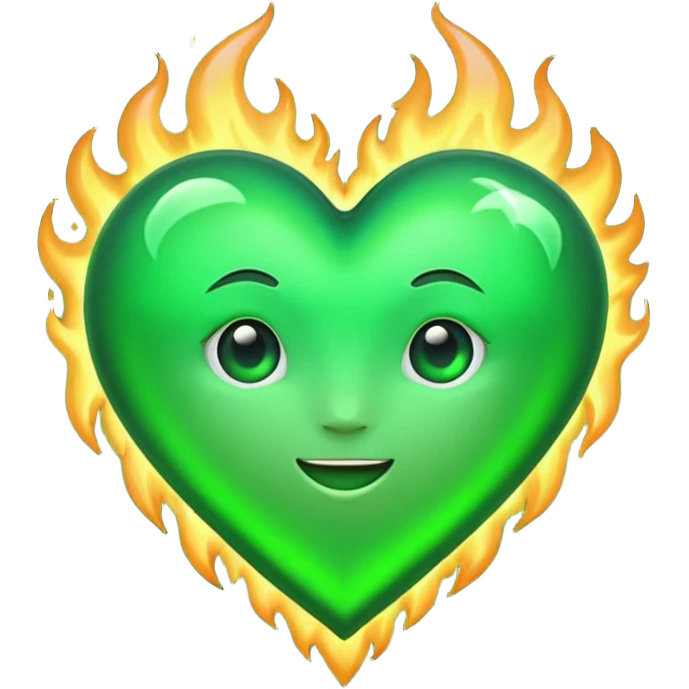 fire green heart emoji with green flame emoji
