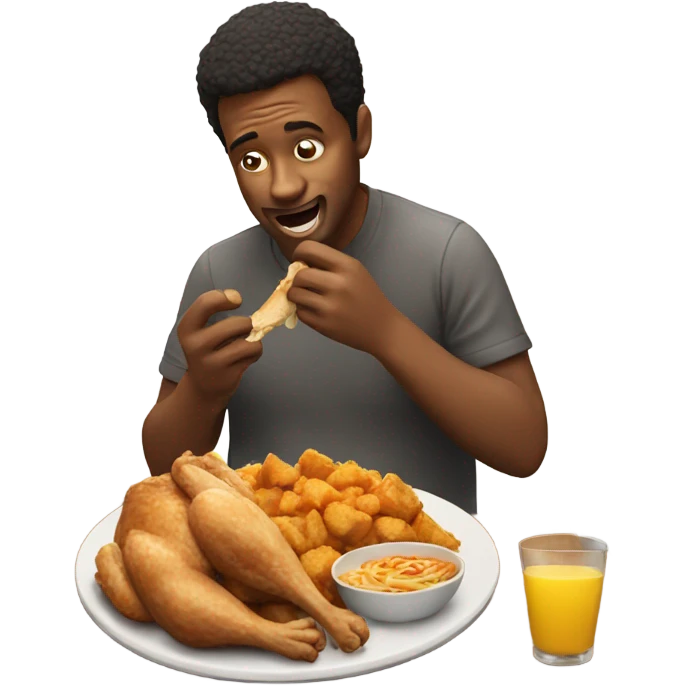 man eating chicken emoji