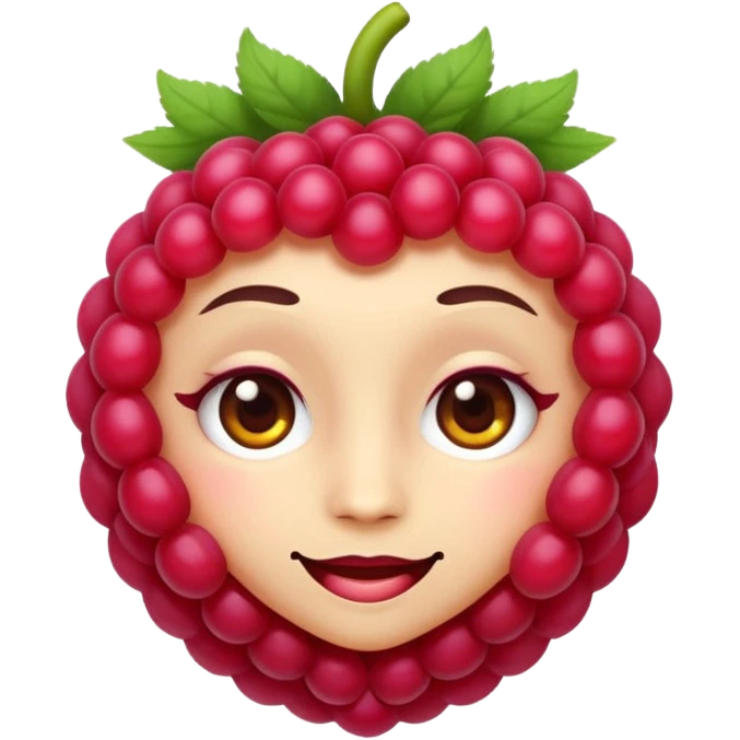 Sexy queer Raspberry emoji, cute and minimalistic style, warm eyes and gentle smile, flat design, soft shapes, clean modern look, highly recognizable at small sizes, centered composition, transparent or solid background, app icon quality. emoji