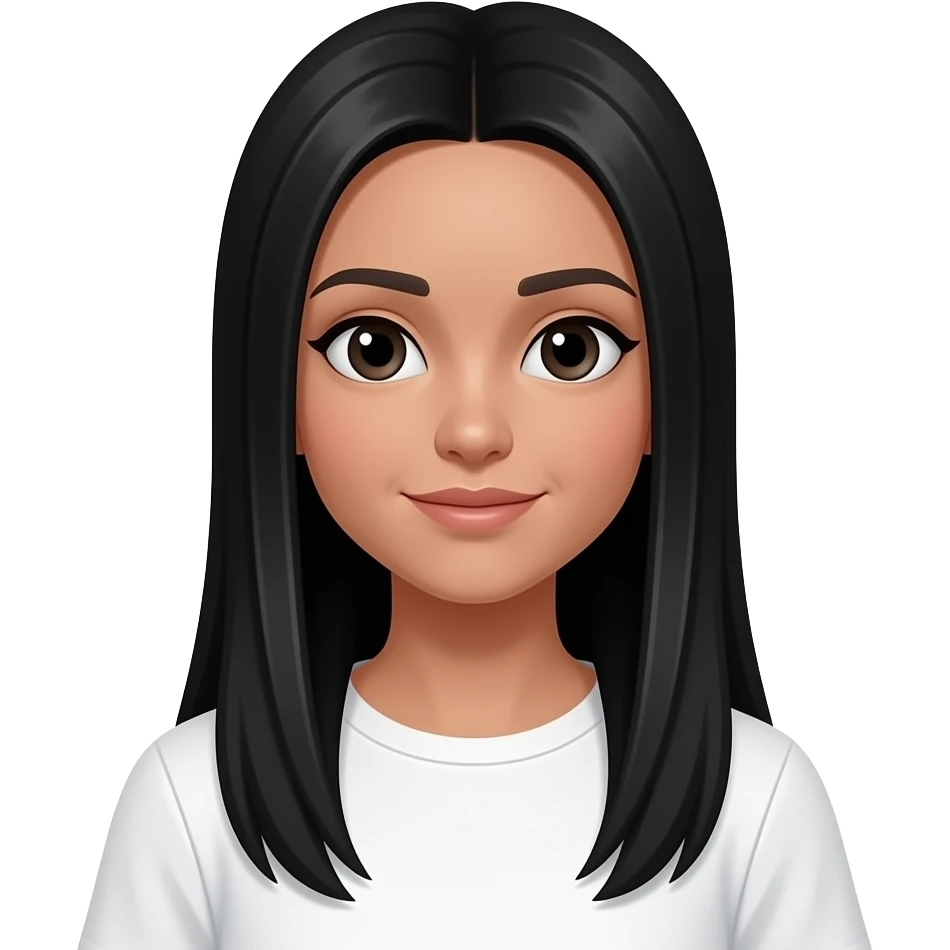 chica de pelo muy largo negro liso y top blanca emoji