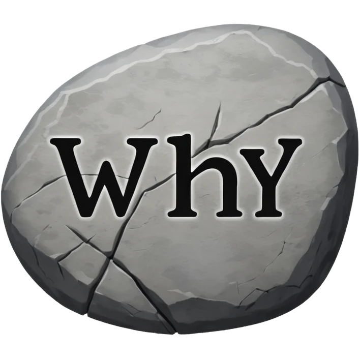 a rock saying why emoji