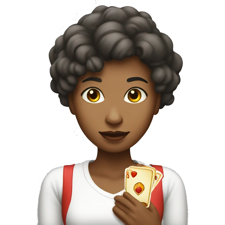deler mujer jugando baraja emoji