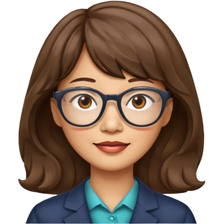 asian woman 50 yr old wavy hair bangs glasses a bit older emoji