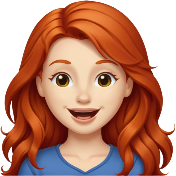 Excited long haired redhead wink emoji
