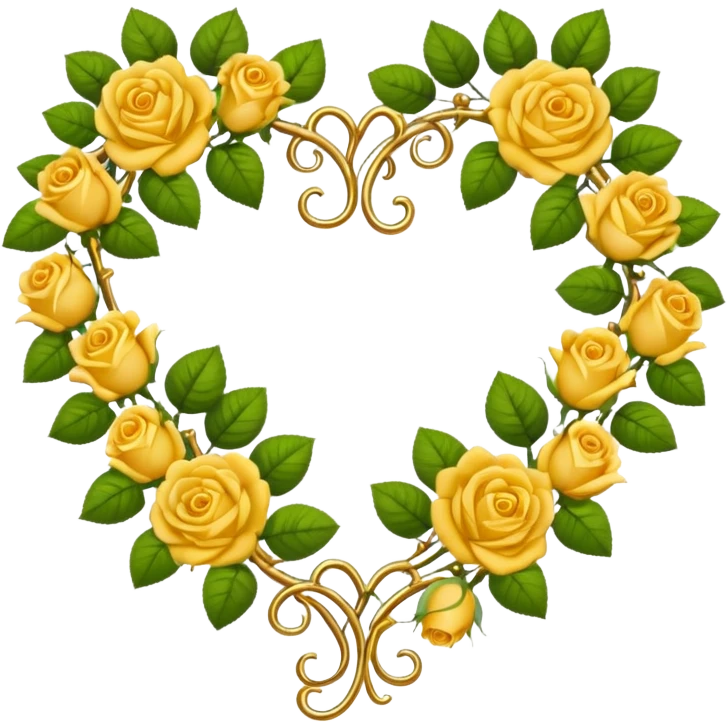 heart-shaped gold vine with roses border emoji