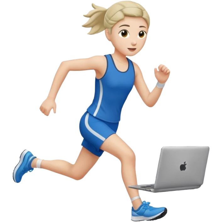olive running holding a laptop emoji