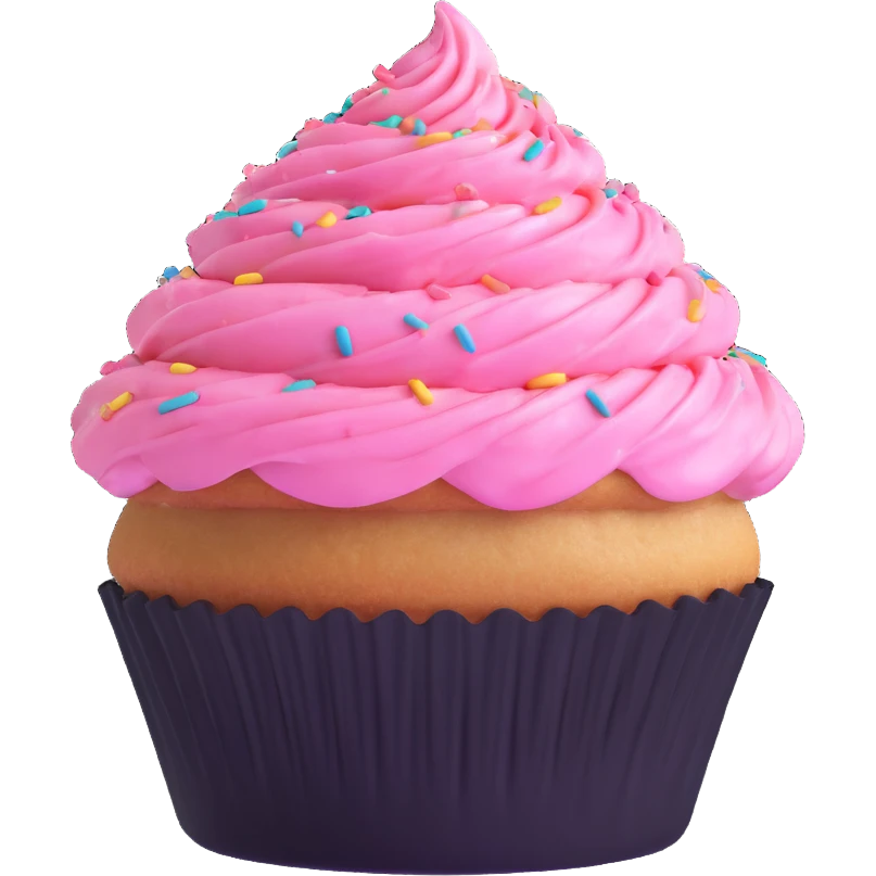 cupcake with pink icing and sprinkles emoji