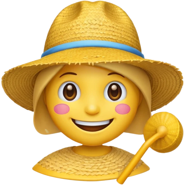 emoji with straw hat  emoji