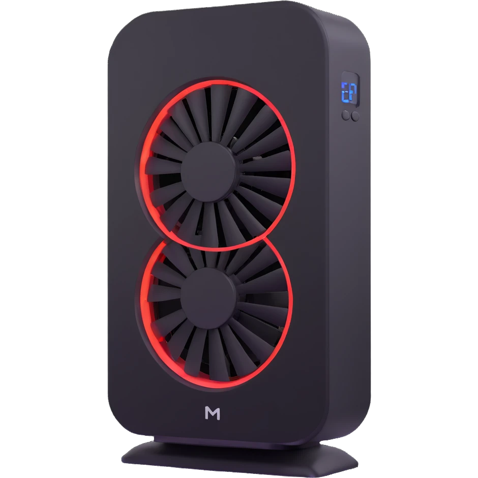 modern tower fan with digital display emoji