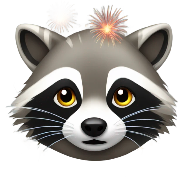 Raccoon and fireworks  emoji