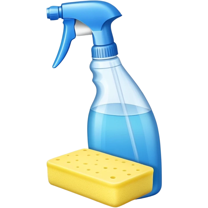 cleaning supplies with spray bottle and sponge emoji