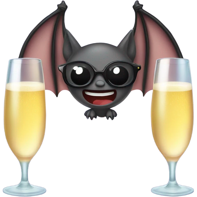 Bat with 2 glasses of champagne emoji