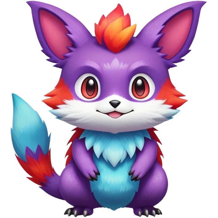 Colorful cute furry anthropomorphic painted Fakémon-Pokémon-creature emoji