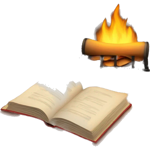Cozy fireplace reading book emoji