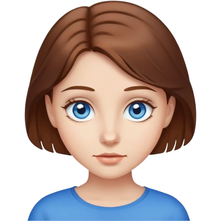 Girl with brown hair and blue eyes emoji