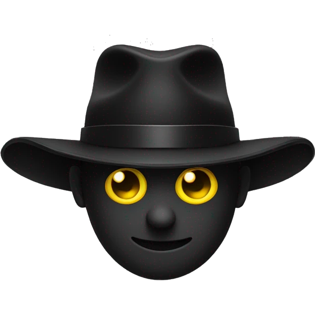 Black Hat face, yellow eyes, cartoon emoji