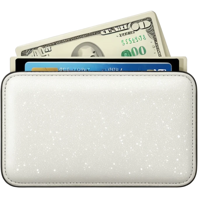 glitter white wallet with money and card emoji