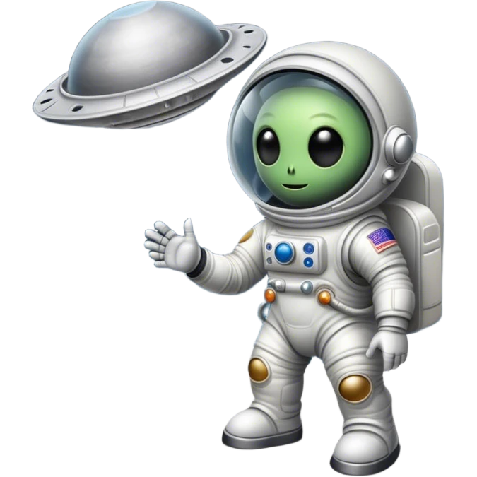  alien astronaut and ufo on moon emoji