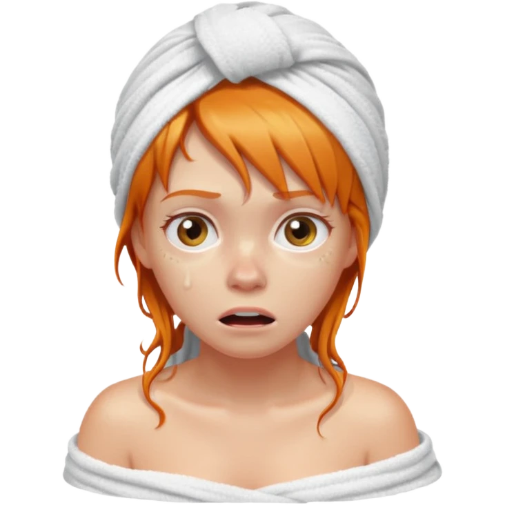 scared ginger girl with bath towels  emoji