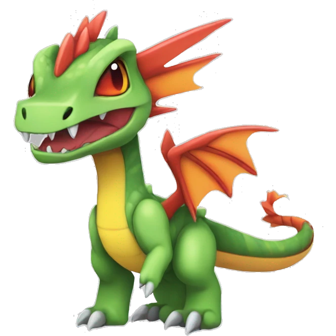 Colorful Edgy Chibi-Greymon-Flygon-Velociraptor-Pokémon emoji