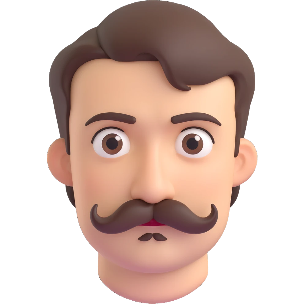 man with a moustache and short hair, neutral expression emoji