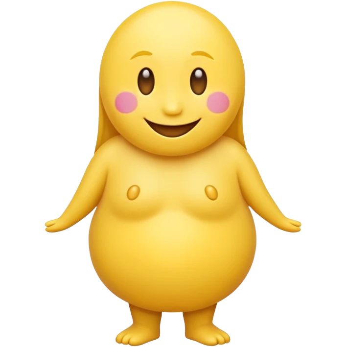 noseless yellow smiling emoji with tits, full body emoji