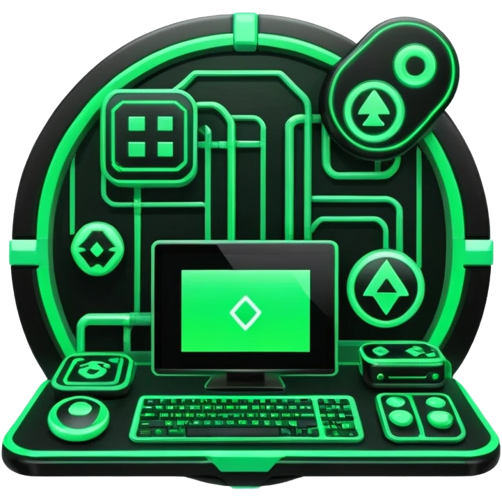 Modern Black And Green Cyber Gaming Aesthetic Scenery Deco emoji
