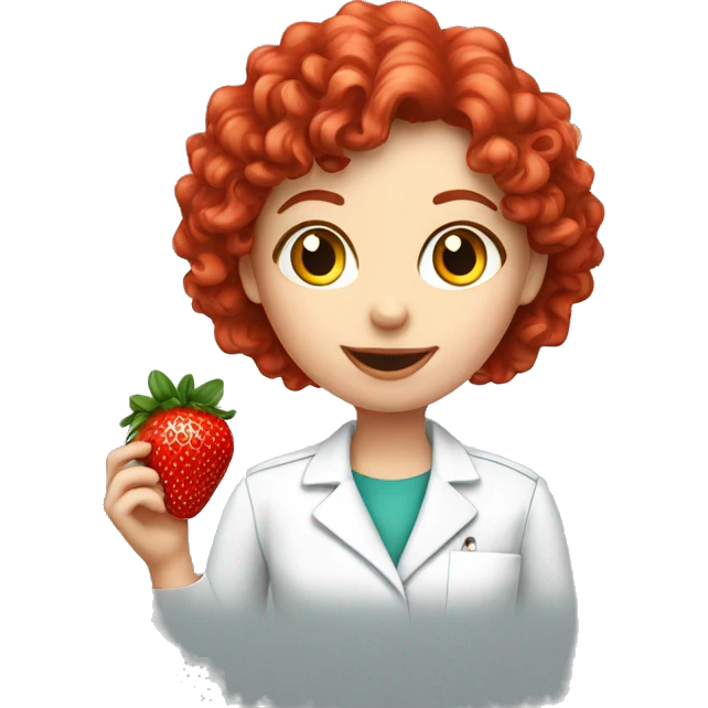 dietitian girl  red curly hair eating a strawberry  emoji