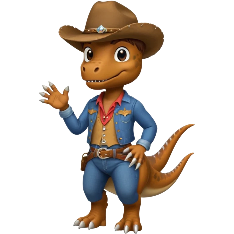 trex dinosaor with cowboy helmet with cowbot clothes emoji