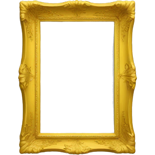 An empty yellow art frame, decorated  emoji