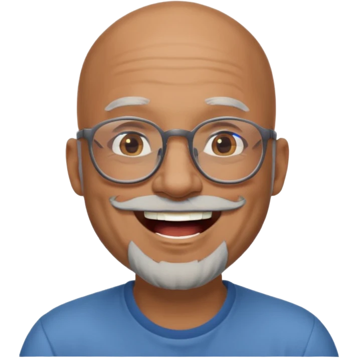 bald headed brown man gray beard glasses laughing emoji