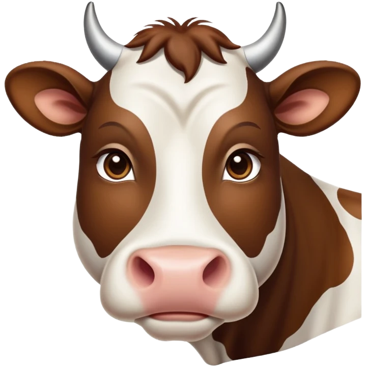 cinematic-noble-brown-and-white-cow-portrait-emoji,-poised-and-regal,-with-a-large,-sturdy-build-and-a-beautifully-patterned-hide-of-rich-brown-accented-by-crisp-white-patches,-deep-set-soulful-brown-eyes,-simplified-yet-sharp-and-sophisticated emoji