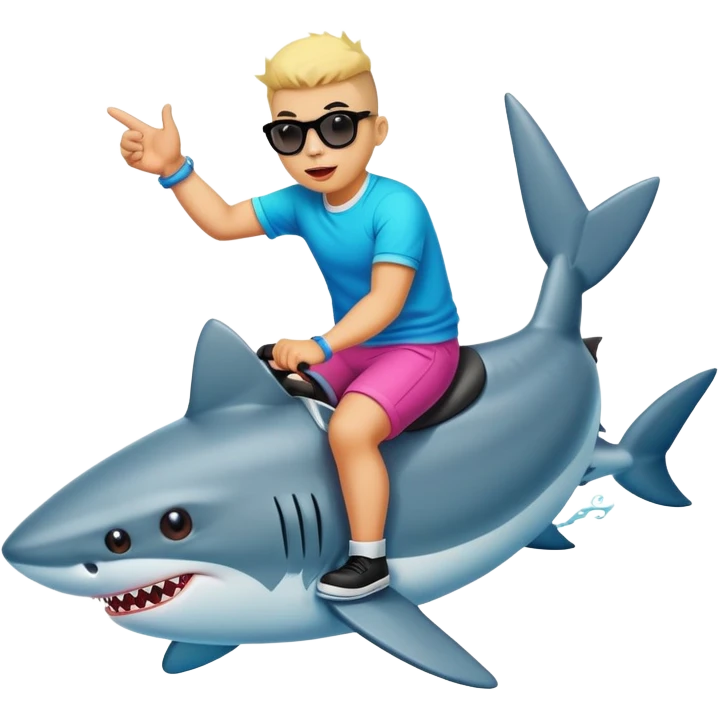 Bad Bunny riding a shark emoji emoji