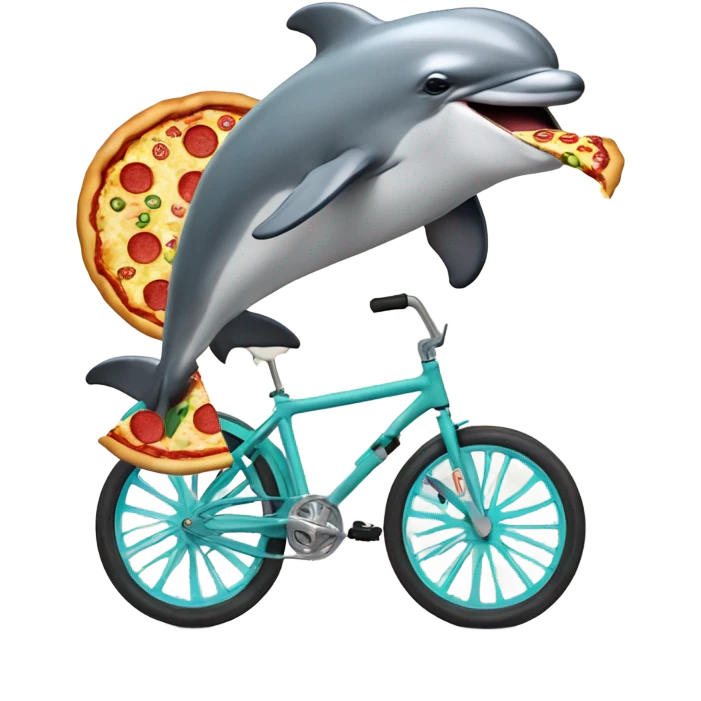 Dolphin eating pizza whilst riding a unicycle  emoji