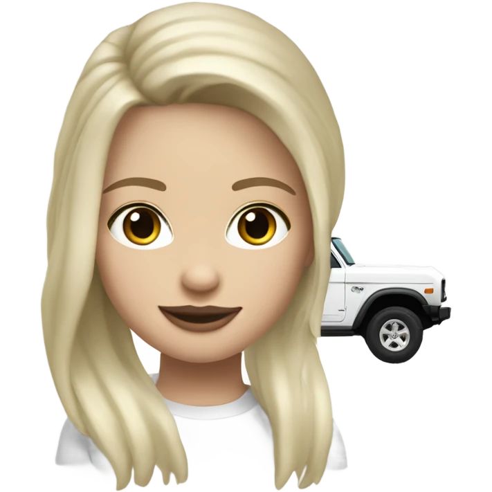 New white ford bronco with white girl balck hair emoji