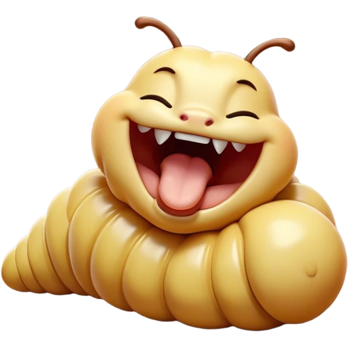 Cinematic Adorable Yawning Caterpillar Portrait Emoji, Head tilted slightly with a dramatic, wide-open yawn, showcasing a plump, segmented body with softly drooping edges and sleepy, half-closed eyes, Simplified yet irresistibly cute features, highly detailed, glowing with a soft, cozy natural glow, high shine, relaxed yet expressive, stylized with a dash of whimsical transformation charm, soft glowing outline, capturing the essence of a drowsy caterpillar that appears ready to stretch and yawn its way out of the screen! emoji
