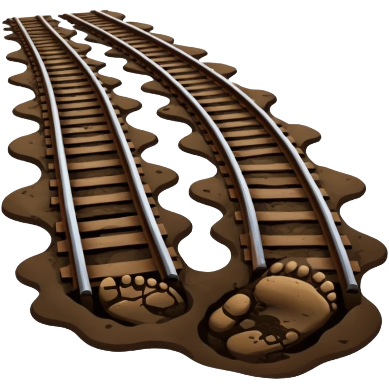 footprints near train track emoji