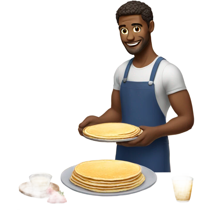 Attractive man making pancakes  emoji