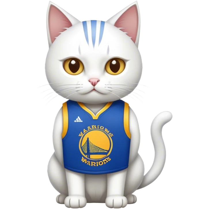 White cat in warriors jersey emoji