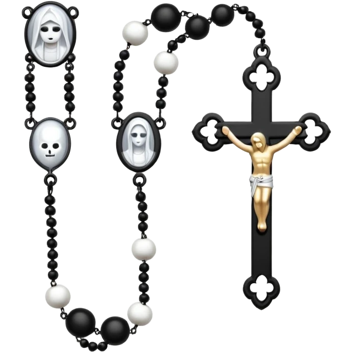 Gothic white rosary with  of beads emoji
