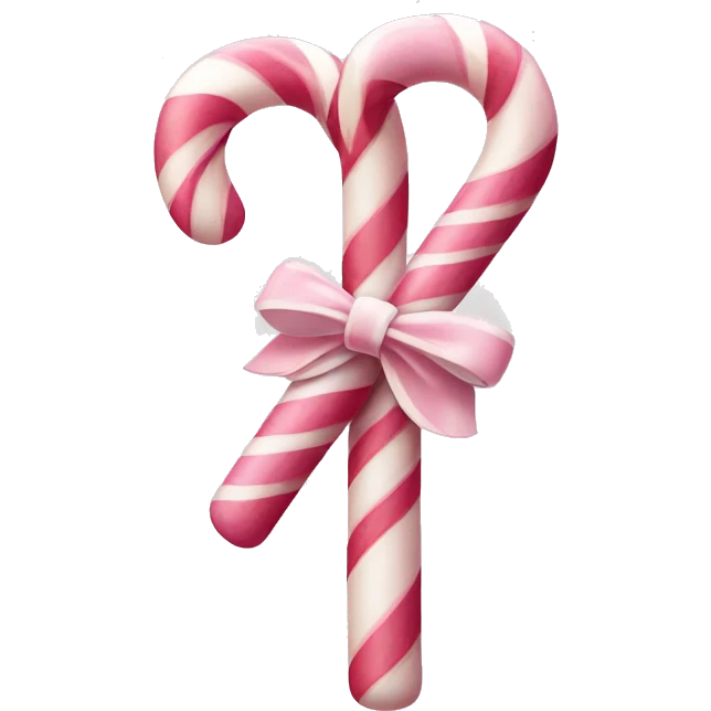 Pastel pink and white candy cane with bow  emoji