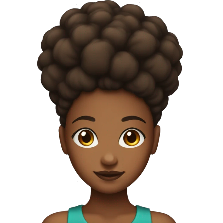 Brown skin girl with an Afro puff on top of her head emoji