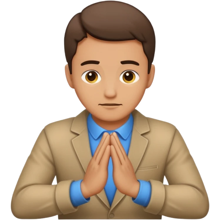 male character bowing forward with hands together, simple and clear emoji style emoji
