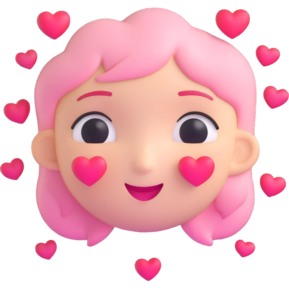 blushing face with hearts around it emoji