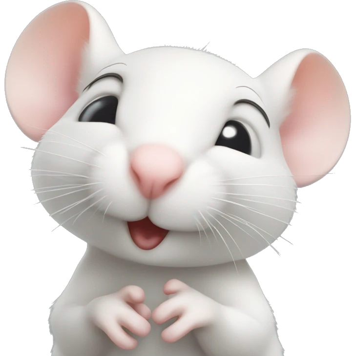 Cute white mouse giving a kiss to the camera emoji