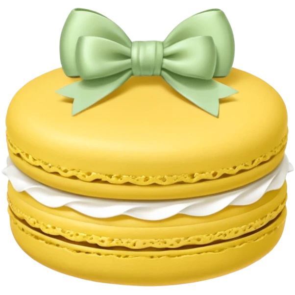 sage yellow macaron with white bow emoji