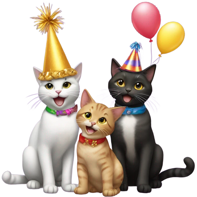 Three cats celebrating emoji