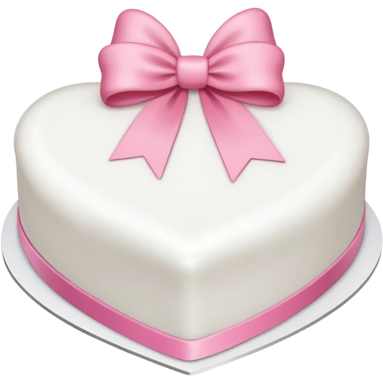 white heart shaped birthday cake with pink bow emoji