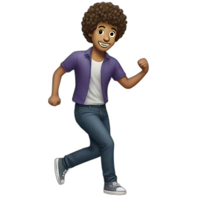 Guy with curly hair dancing emoji