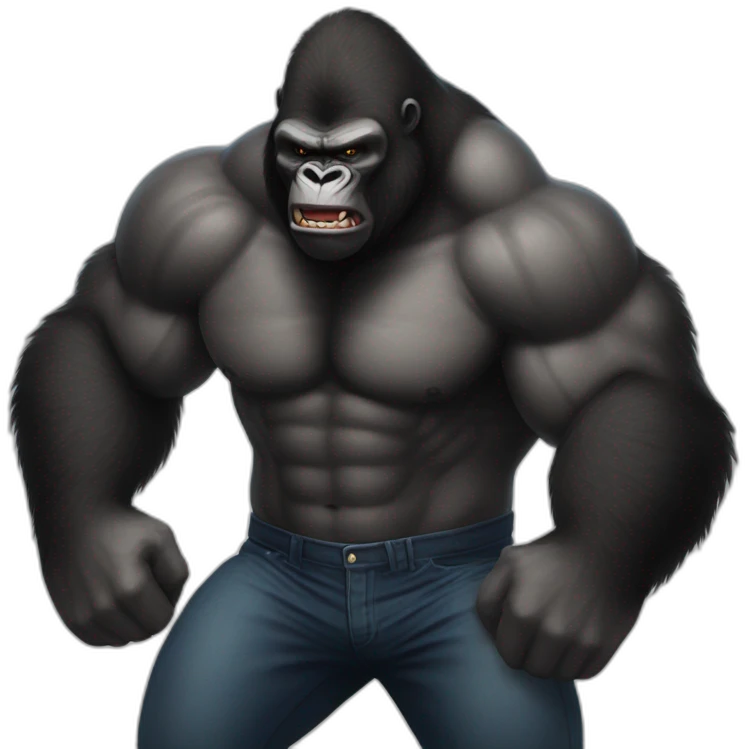 Very buff Gorilla beats man emoji